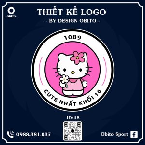Logo Lớp 10B9 Cute Màu Hồng Pastel – Hello Kitty Dễ Thương