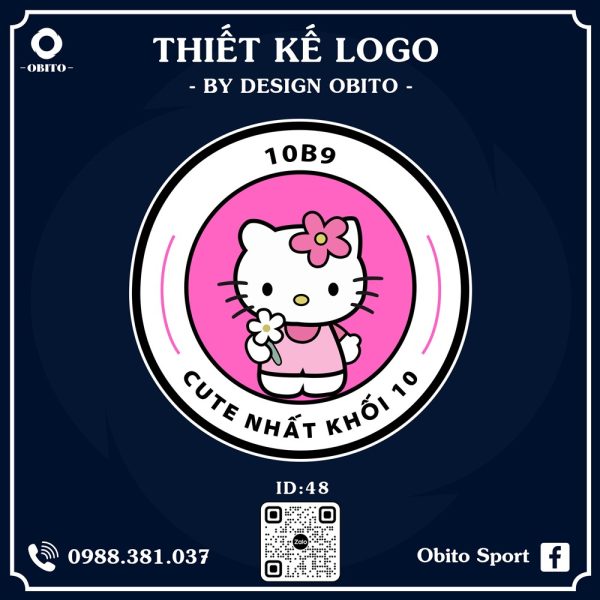 Logo Lớp 10B9 Cute Màu Hồng Pastel – Hello Kitty Dễ Thương
