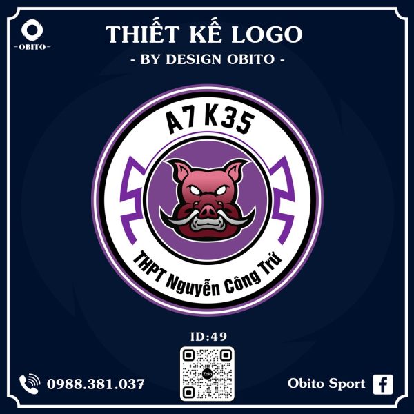 Logo Lớp A7 K35 THPT Nguyễn Công Trứ Màu Tím Đỏ