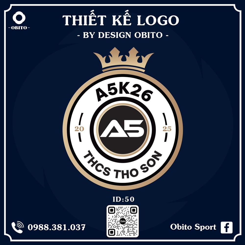 Logo A5K26 màu xanh than – THCS Thọ Sơn