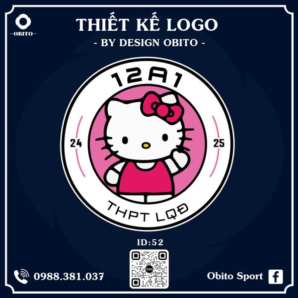 Logo lớp 12A1 màu hồng pastel - Thiết kế dễ thương, cá nhân hóa từng lớp học