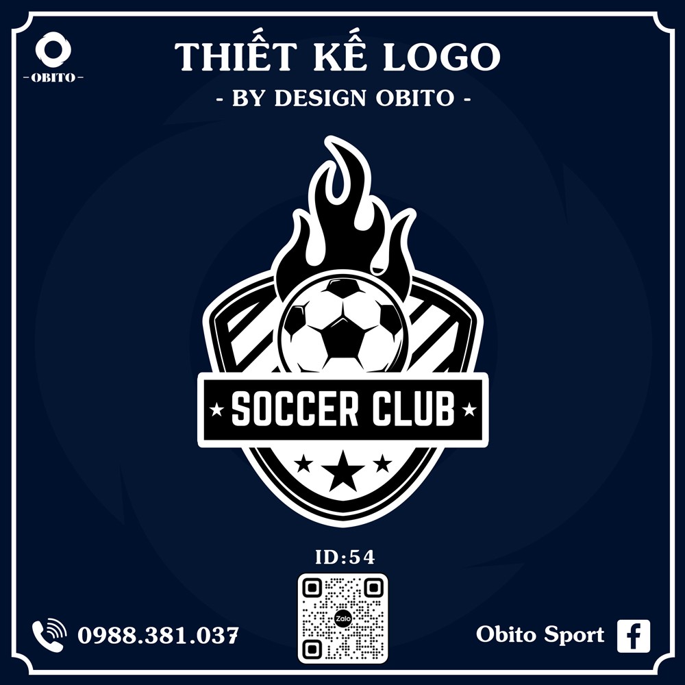 Logo bóng đá xanh đen trắng - thiết kế chuyên nghiệp đến từ Design Obito