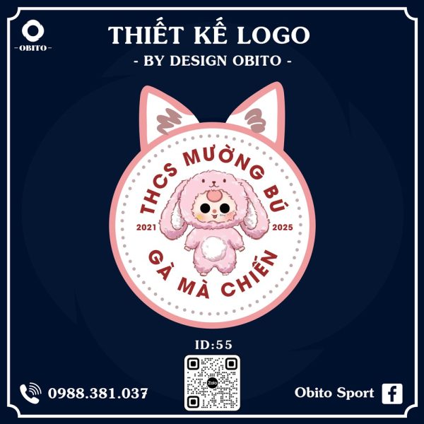 Logo Bóng Đá Thỏ Hồng Pastel Dễ Thương Cho Học Sinh