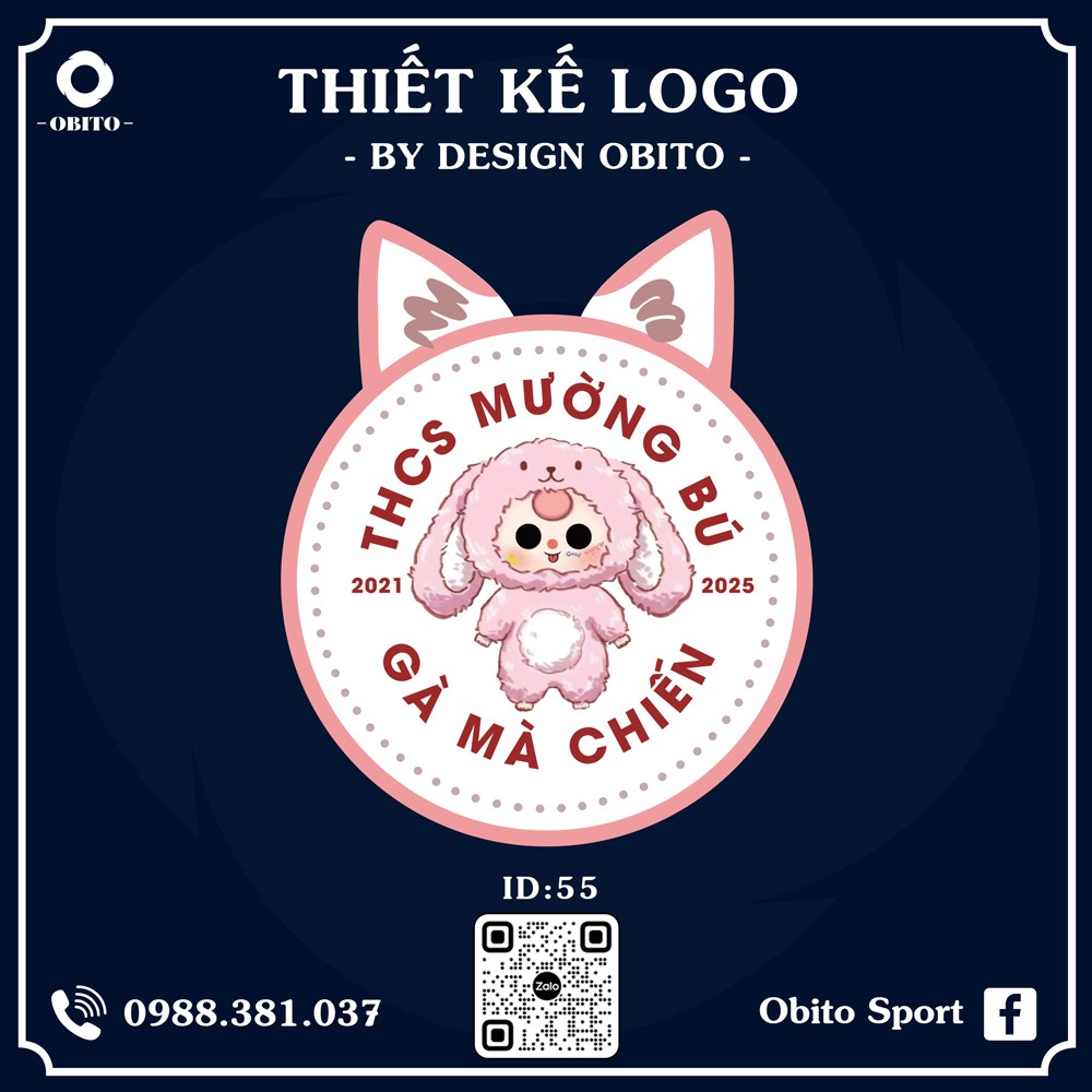 Logo bóng đá thỏ hồng pastel phù hợp học sinh