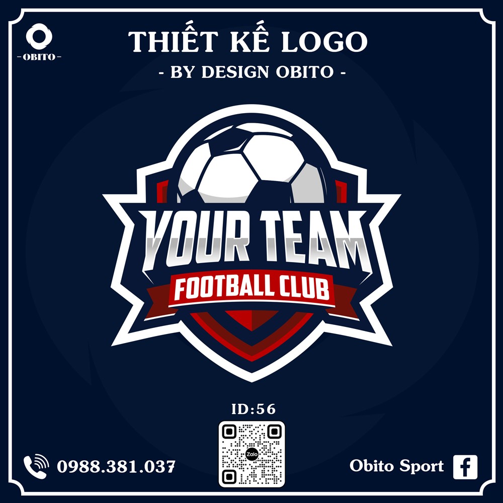 Logo bóng đá màu xanh navy YOUR TEAM hình khiên mạnh mẽ