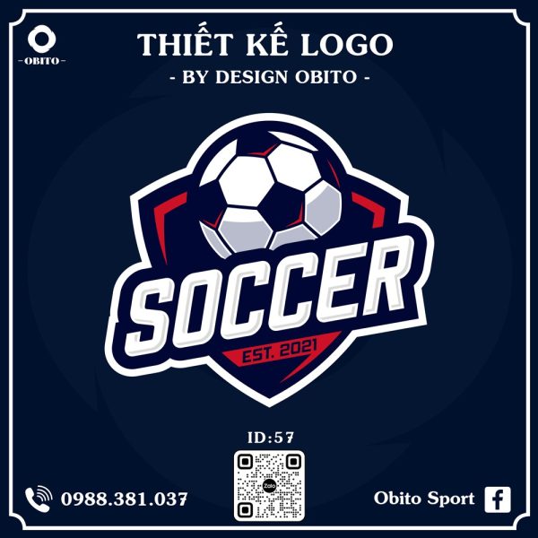 Logo Bóng Đá 57 – Phong Cách Mạnh Mẽ Màu Xanh Than Đậm