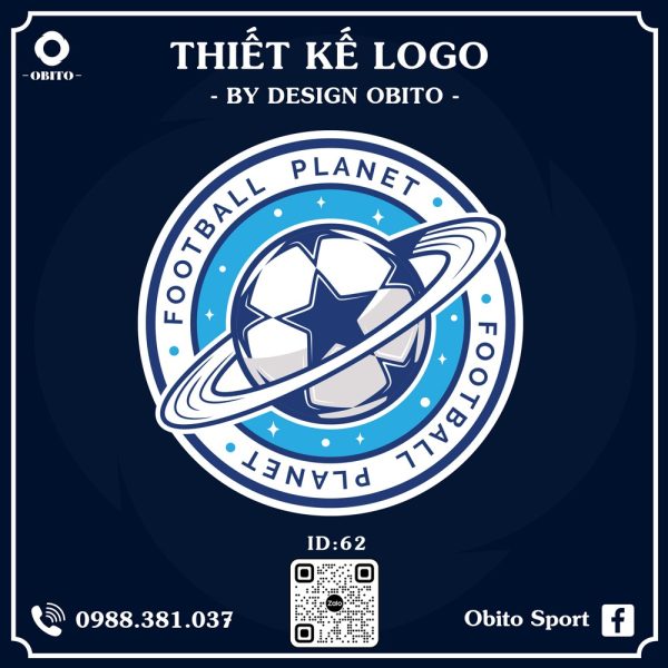 Logo Bóng Đá Football Planet - Thiết Kế Xanh Dương Năng Động