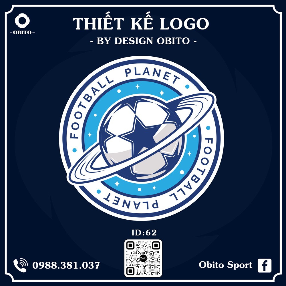 Logo bóng đá Football Planet - thiết kế màu xanh dương hiện đại