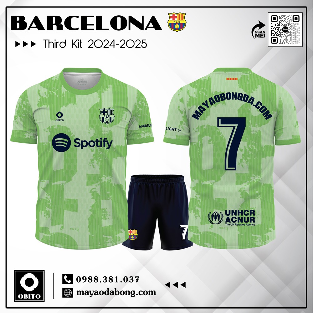 Áo đấu sân khách Barcelona 2024/25 màu xanh lá mạ