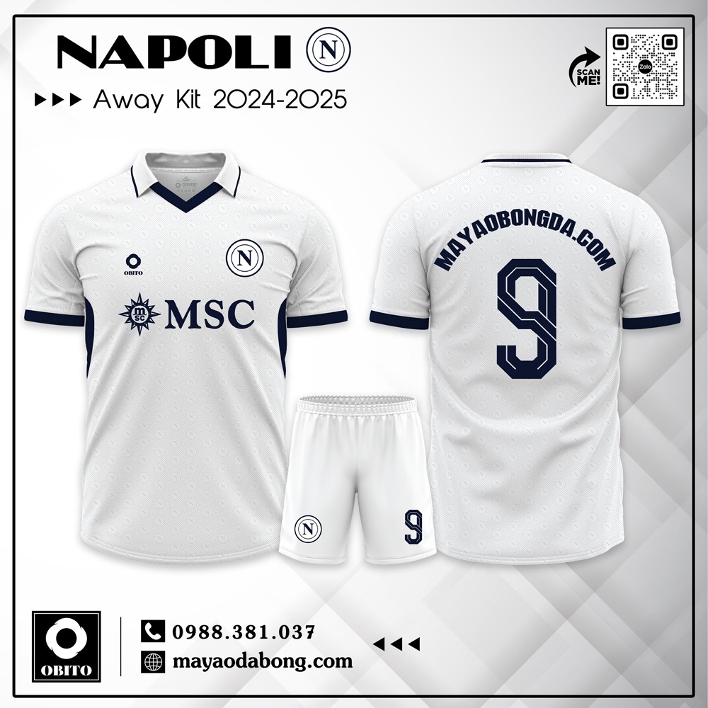 Bộ áo bóng đá Napoli trắng sân khách 2024/2025