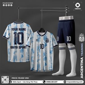 Bộ Quần Áo Bóng Đá Đội Tuyển Argentina Màu Trắng Xanh Dương - Training 2025