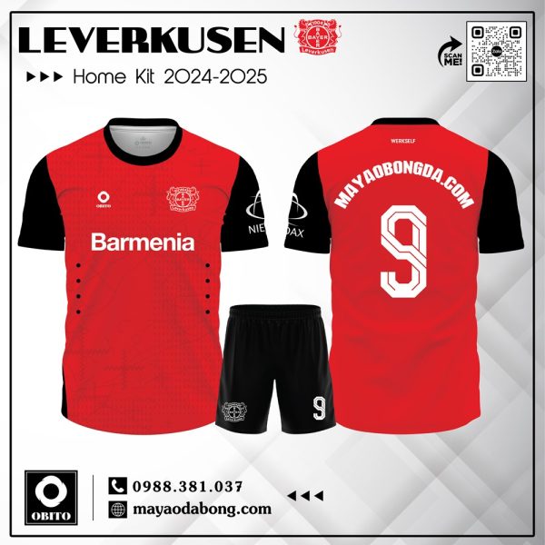 Áo Đấu CLB Leverkusen Sân Nhà 2024 - 2025 Màu Đỏ