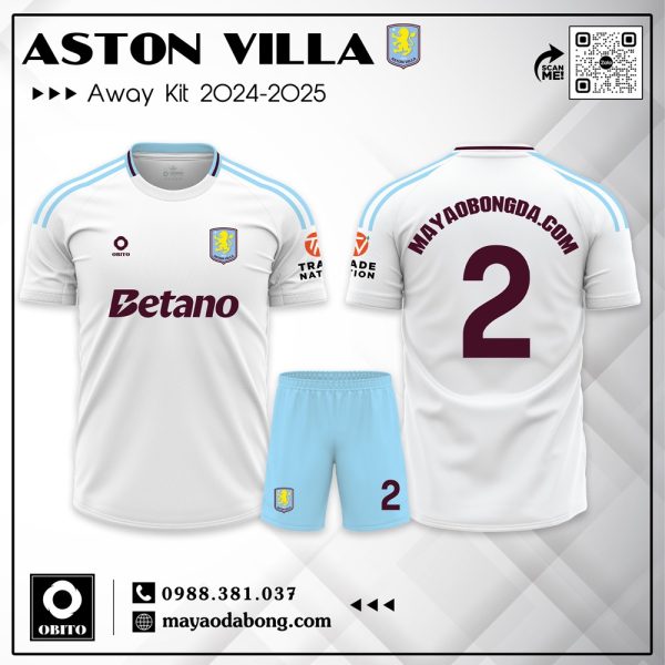 Áo đấu Aston Villa sân khách 2024-2025 - Trắng thanh lịch
