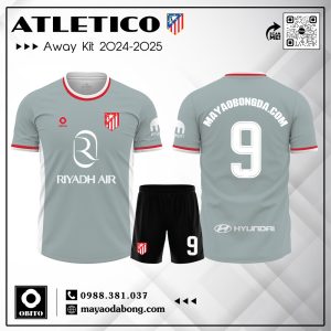 Bộ quần áo bóng đá Atletico Madrid Away 2025 - Xám đỏ cá tính