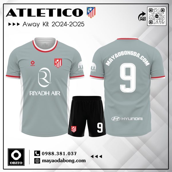 Bộ quần áo bóng đá Atletico Madrid Away 2025 - Xám đỏ cá tính