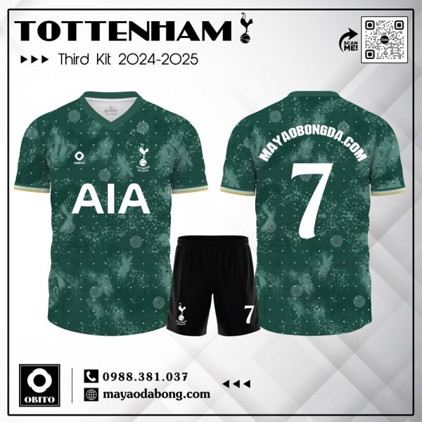 Áo bóng đá Tottenham Third Kit 2024-2025 – Xanh rêu đậm nghệ thuật