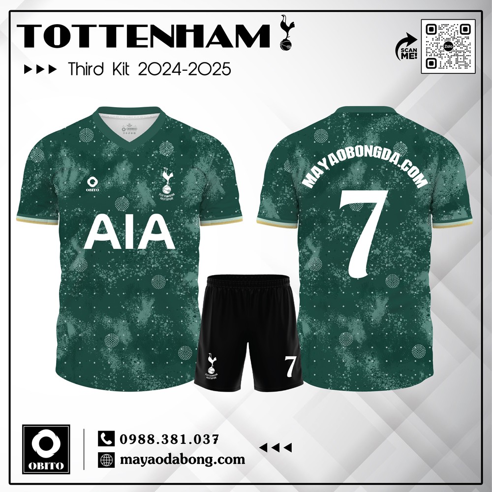 Áo bóng đá Tottenham Third Kit 2024-2025 màu xanh rêu đậm