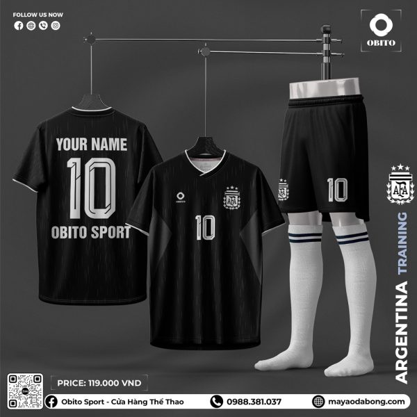 Argentina Training Đen Tuyền - Bộ Đồ Thể Thao Cá Tính Từ Obito Sport
