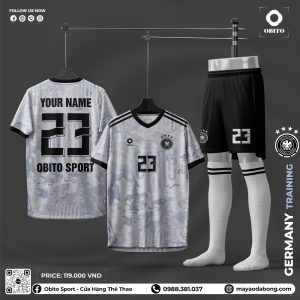 Quần Áo Đá Banh Màu Trắng Xám Phối Đen - Thiết Kế Camo Cá Tính
