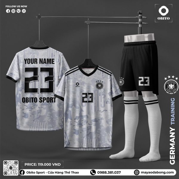 Quần Áo Đá Banh Màu Trắng Xám Phối Đen - Thiết Kế Camo Cá Tính