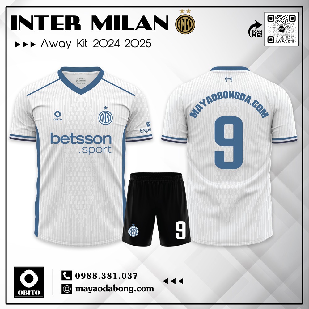 Áo Inter Milan Away 2024-2025 màu trắng xanh sân khách