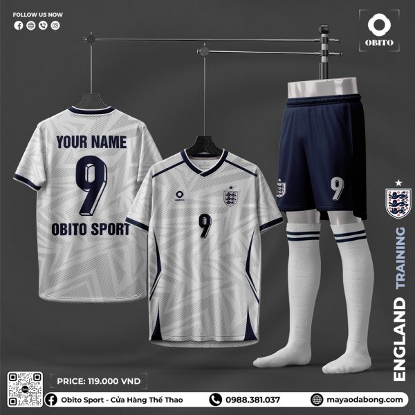 Áo Đấu Đội Tuyển Anh England Training - Trắng Navy Hiện Đại