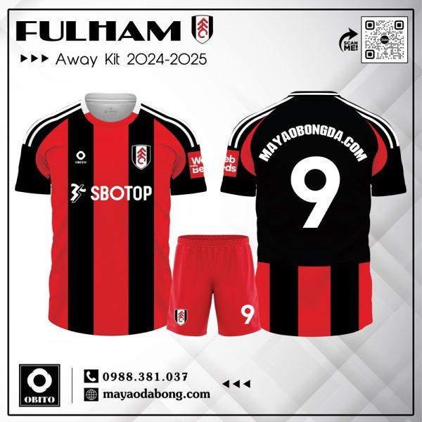 Áo Đấu Fulham 2024-2025 Sân Khách - Đỏ Đen Truyền Thống