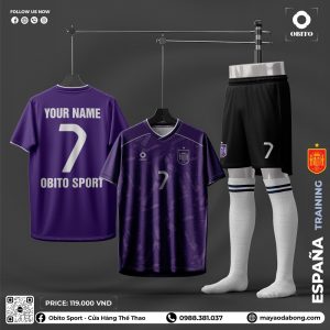 Bộ Quần Áo Thể Thao Đội Tuyển Tây Ban Nha Màu Tím Than
