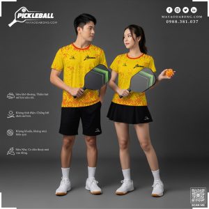 Áo Pickleball Nam Nữ Vàng Tươi Họa Tiết Truyền Thống Năng Động
