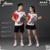 Áo Thể Thao Trắng Pickleball - Thiết Kế Đỏ Đen Năng Động