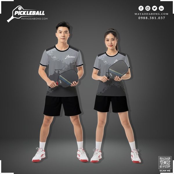 Áo Thể Thao Pickleball Unisex Xám Đen Trắng - Mã 08