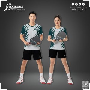 Áo Thể Thao Pickleball Trắng Xanh Đậm Pixel Cá Tính