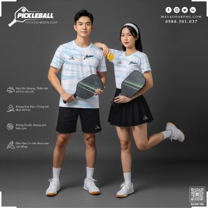 Áo Pickleball Trắng Xanh - Phong Cách Năng Động & Thoáng Mát