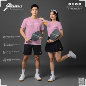 Áo Pickleball Hồng Pastel – Unisex Thể Thao Thời Thượng