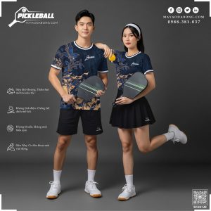 Áo Pickleball Xanh Navy Phối Vàng Đồng Đẳng Cấp Cho Cặp Đôi