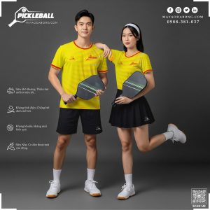 Áo Pickleball Vàng Tươi Đỏ Viền Năng Động