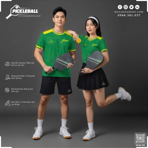 Áo thể thao Pickleball xanh lá phối vàng - Mã 19