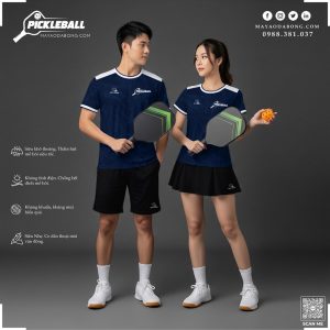 Áo Pickleball Xanh Navy Đậm Vai Trắng - Thiết Kế Thể Thao Cao Cấp