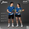 Bộ quần áo Pickleball nam màu xanh dương đậm phối sọc trắng năng động