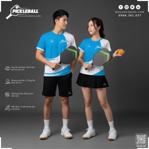 Áo Pickleball Xanh Dương Trắng - Năng Động & Thoáng Mát
