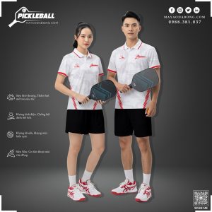Áo Pickleball trắng viền đỏ – Cá tính đơn giản, hiệu năng tối ưu