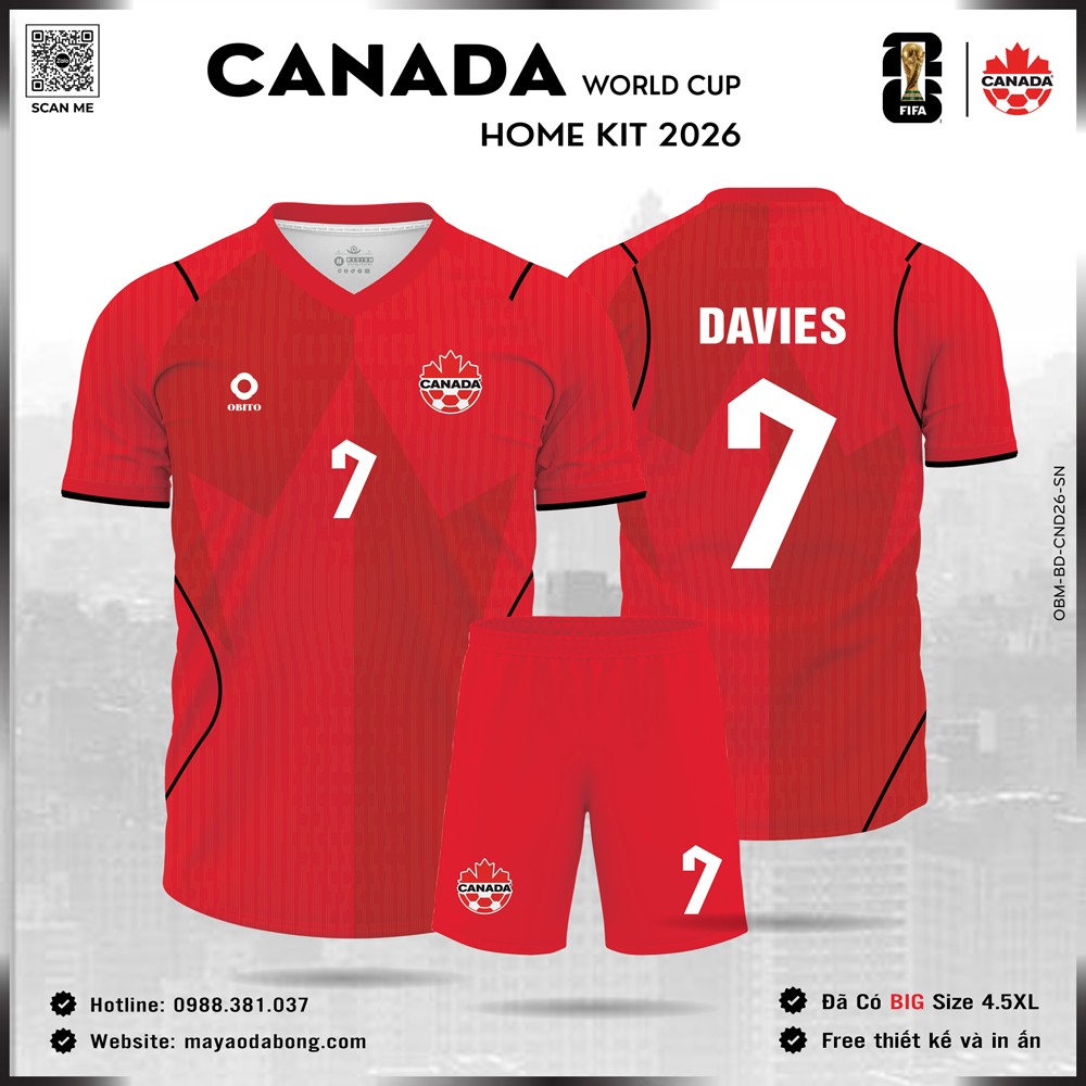 Áo đội tuyển Canada 2026 sân nhà màu đỏ